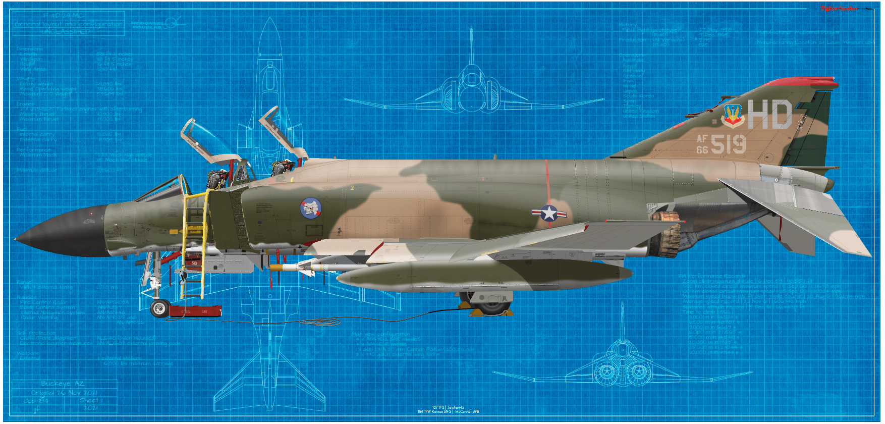 F-4D Phantom II 9 TFS Iron Knights Fine Art Profile Print